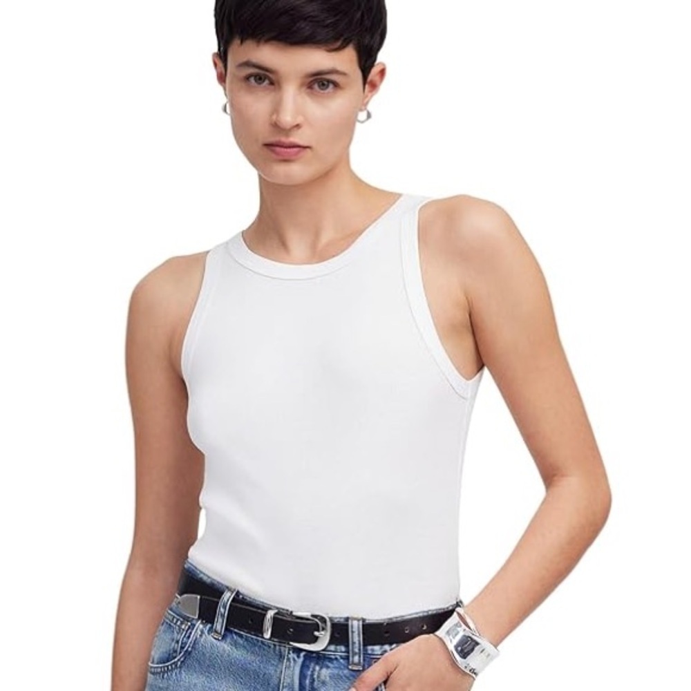 MADEWELL White Brightside High Neck Tank Top Size XXS
